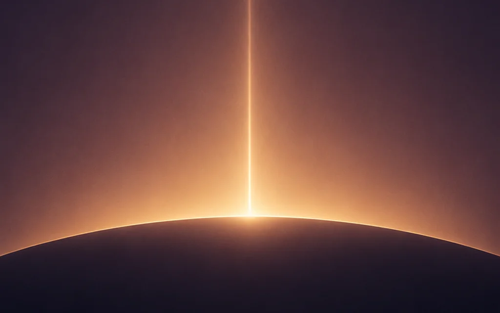 Lull artwork: a beam of warm light meeting a dark curved horizon
