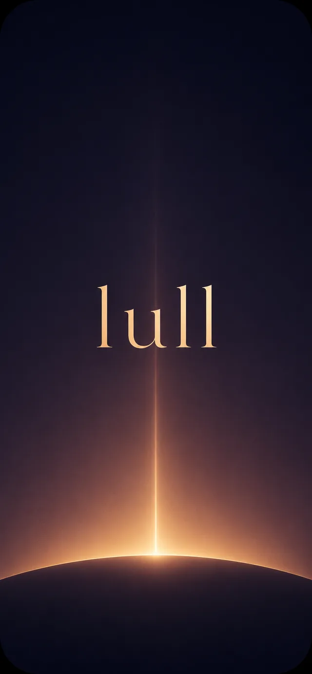 Lull artwork: the word ‘lull’ in warm serif letters, glowing softly above a dark curved horizon